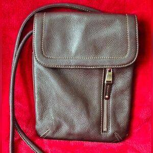 Tignanello Dark Brown Leather Crossbody Bag